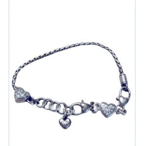 Brighton Charm Bracelet and extender W/ Rhinestone Hearts